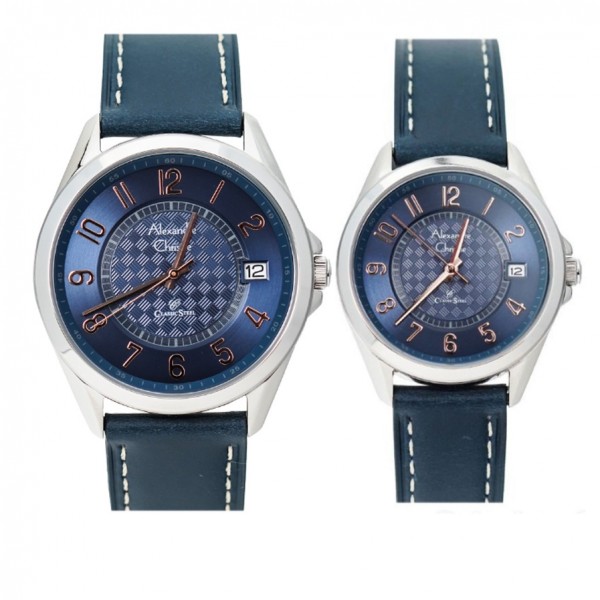 Alexandre Christie AC 8649 Silver Blue Leather Couple